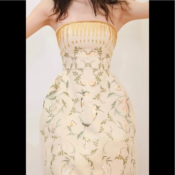 Żü Designer Botanics Runway Embroidered Top Party Midi Stitch Dress, 5⭐️Midi - Picture 4 of 13